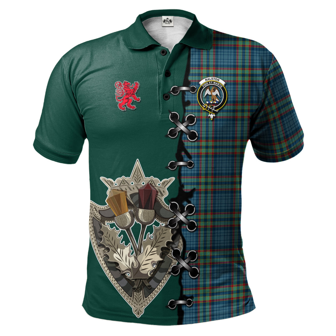 Ralston UK Tartan Polo Shirt - Lion Rampant And Celtic Thistle Style