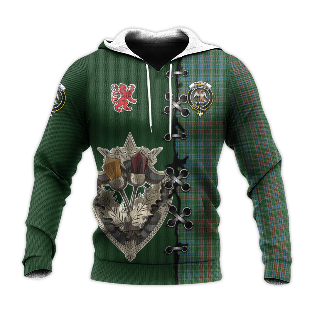 Ralston USA Tartan Hoodie - Lion Rampant And Celtic Thistle Style