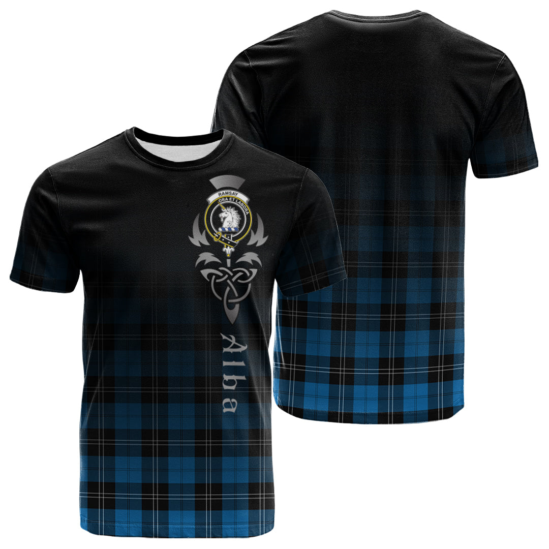Ramsay Blue Ancient Tartan Crest T-shirt - Alba Celtic Style