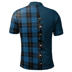 Ramsay Blue Hunting Tartan Polo Shirt - Lion Rampant And Celtic Thistle Style