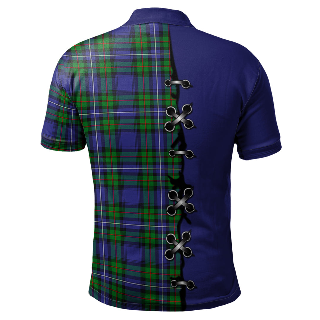 Robertson Hunting Modern Tartan Polo Shirt - Lion Rampant And Celtic Thistle Style