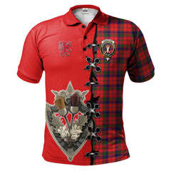 Robertson Modern Tartan Polo Shirt - Lion Rampant And Celtic Thistle Style