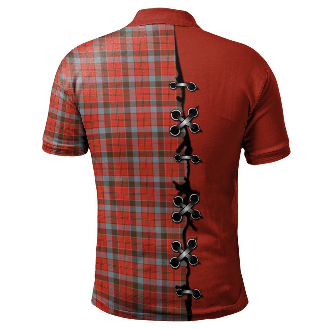 Robertson Weathered Tartan Polo Shirt - Lion Rampant And Celtic Thistle Style