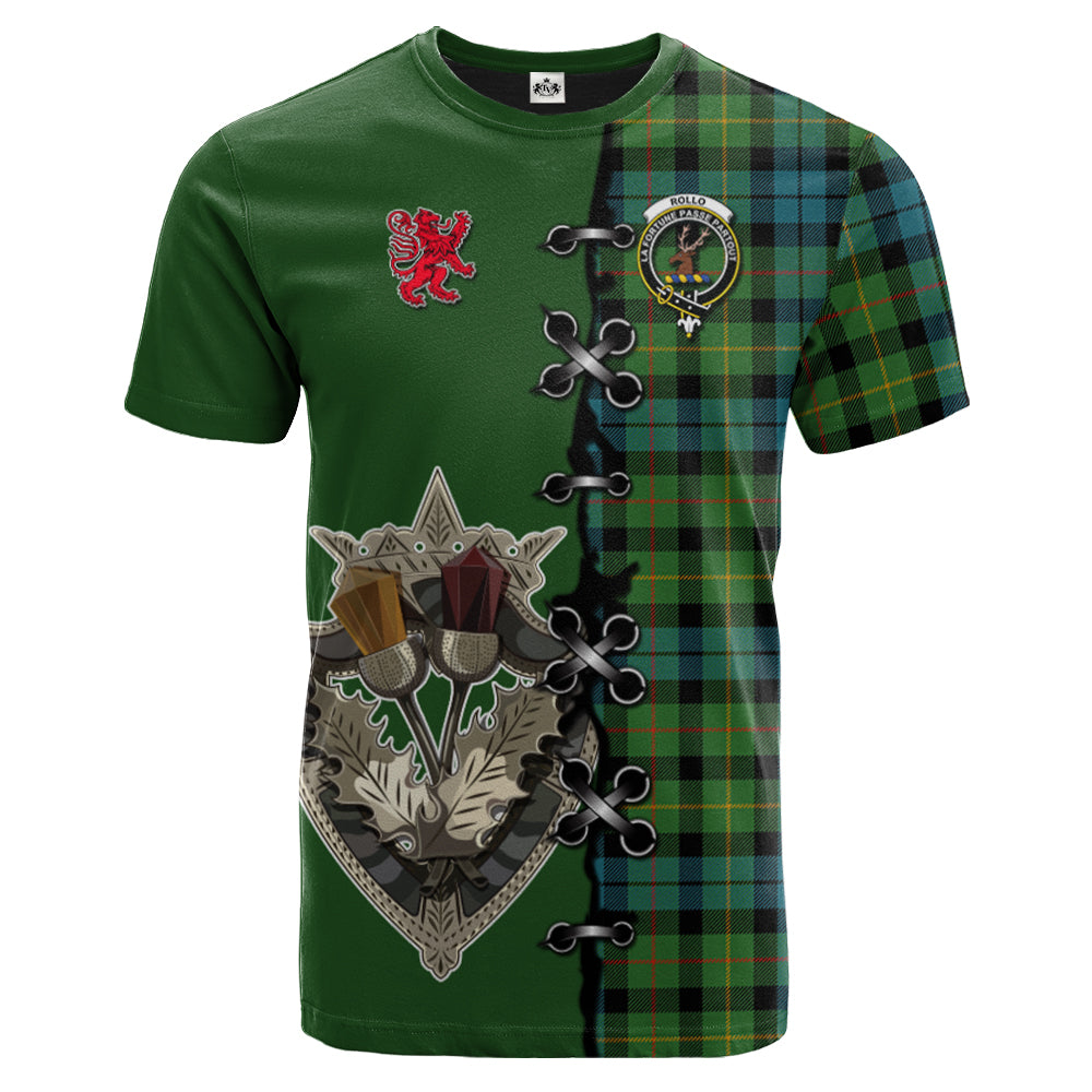 Rollo Ancient Tartan T-shirt - Lion Rampant And Celtic Thistle Style