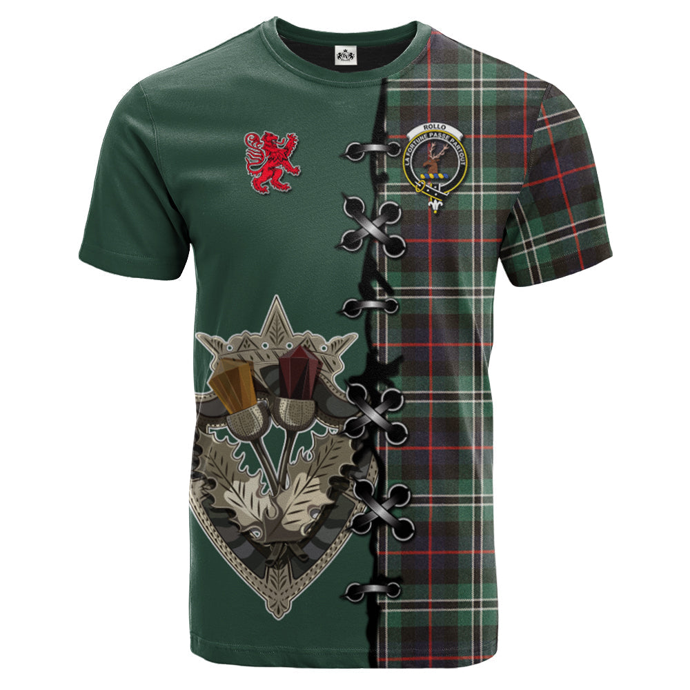 Rollo Hunting Tartan T-shirt - Lion Rampant And Celtic Thistle Style