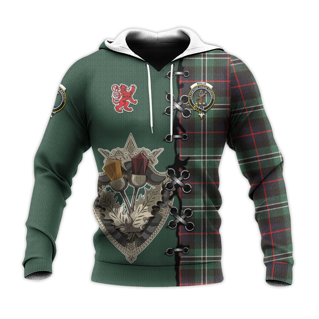 Rollo Hunting Tartan Hoodie - Lion Rampant And Celtic Thistle Style