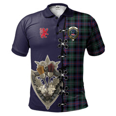 Rose Hunting Modern Tartan Polo Shirt - Lion Rampant And Celtic Thistle Style