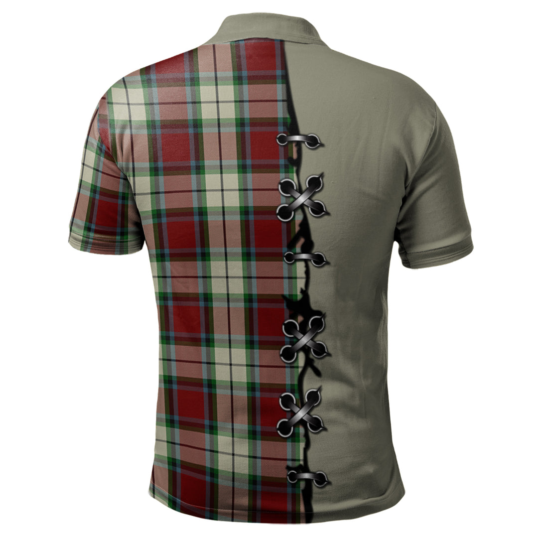 Rose White Dress Tartan Polo Shirt - Lion Rampant And Celtic Thistle Style