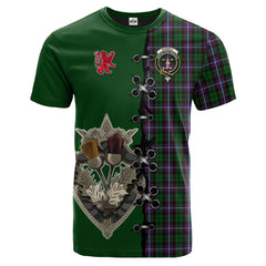 Russell Tartan T-shirt - Lion Rampant And Celtic Thistle Style