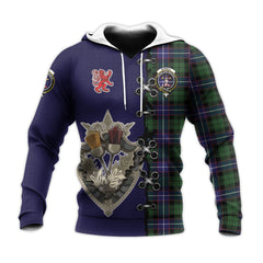 Russell Modern Tartan Hoodie - Lion Rampant And Celtic Thistle Style