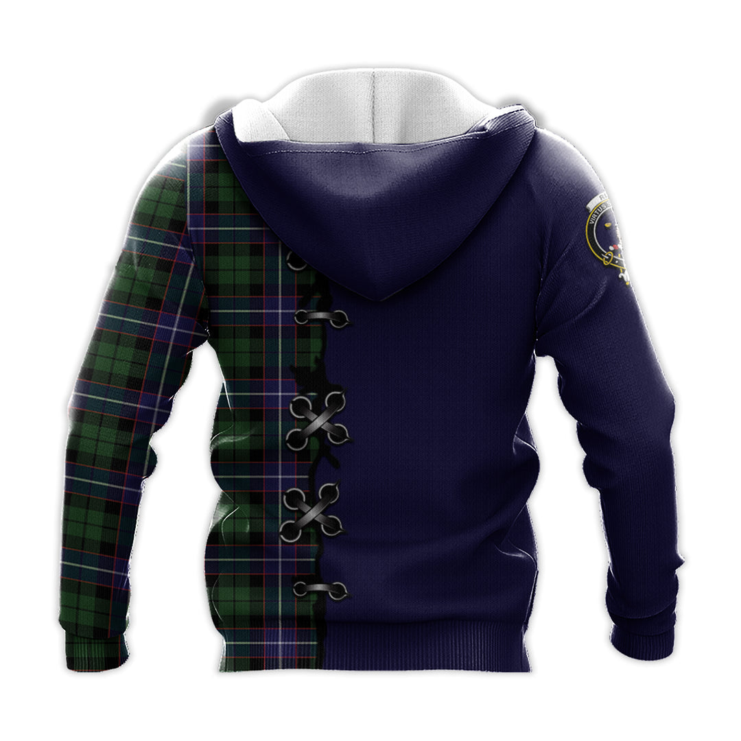 Russell Modern Tartan Hoodie - Lion Rampant And Celtic Thistle Style