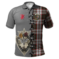 Scott Dress Tartan Polo Shirt - Lion Rampant And Celtic Thistle Style