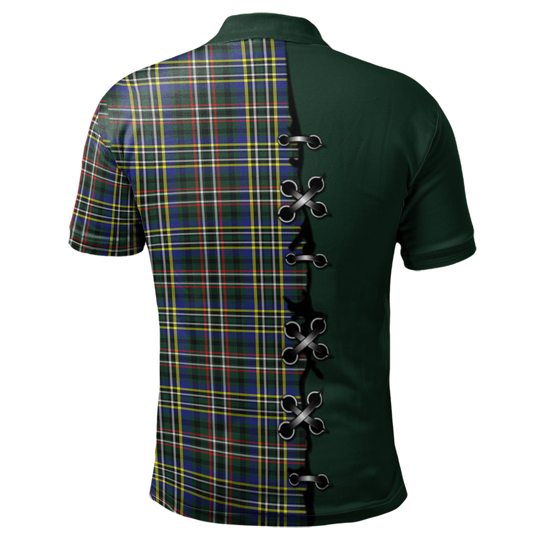 Scott Green Modern Tartan Polo Shirt - Lion Rampant And Celtic Thistle Style