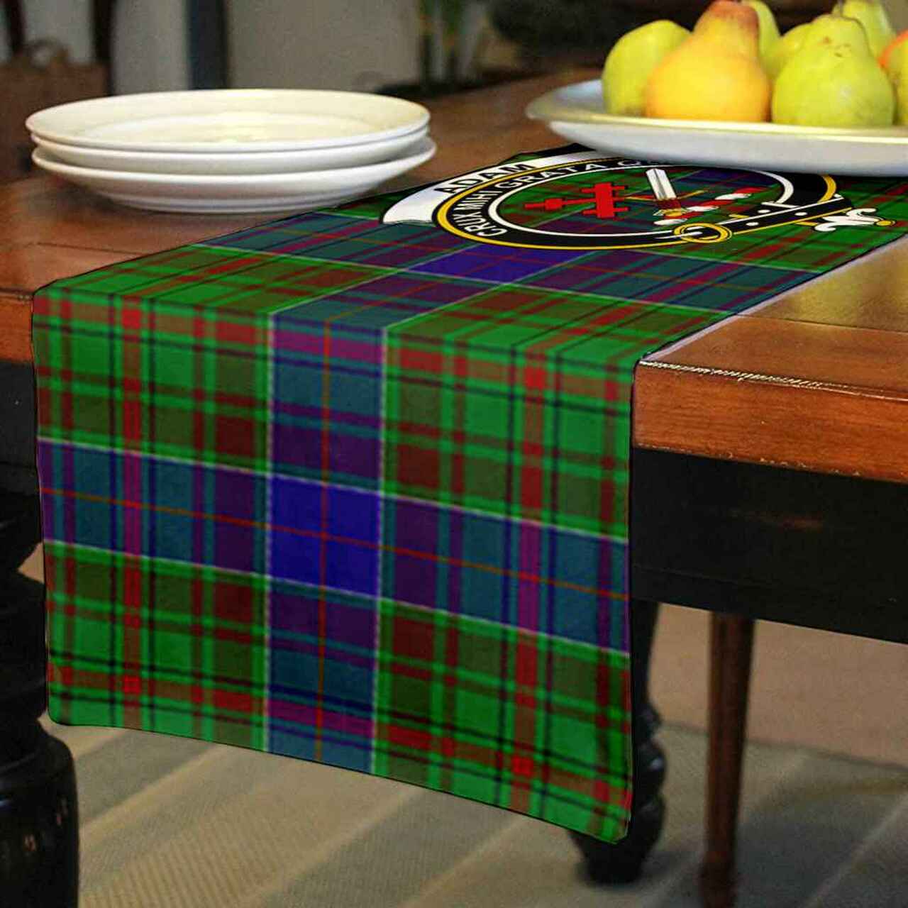 Adam Tartan Crest Table Runner - Cotton table runner