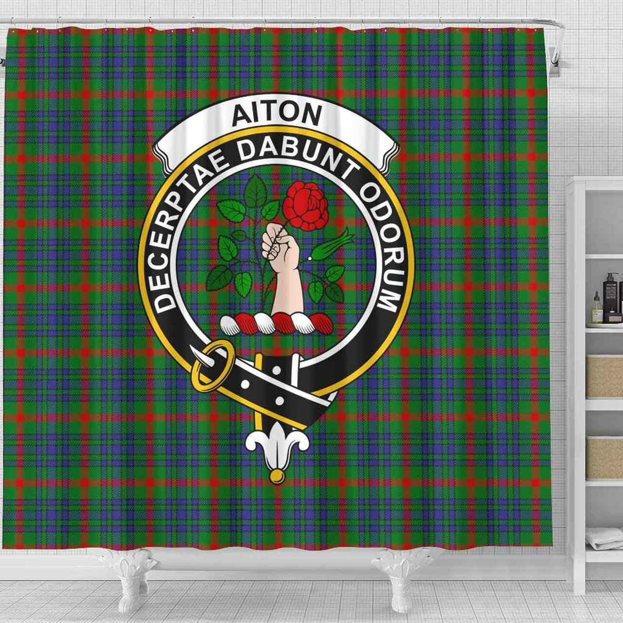 Aiton Tartan Crest Shower Curtain