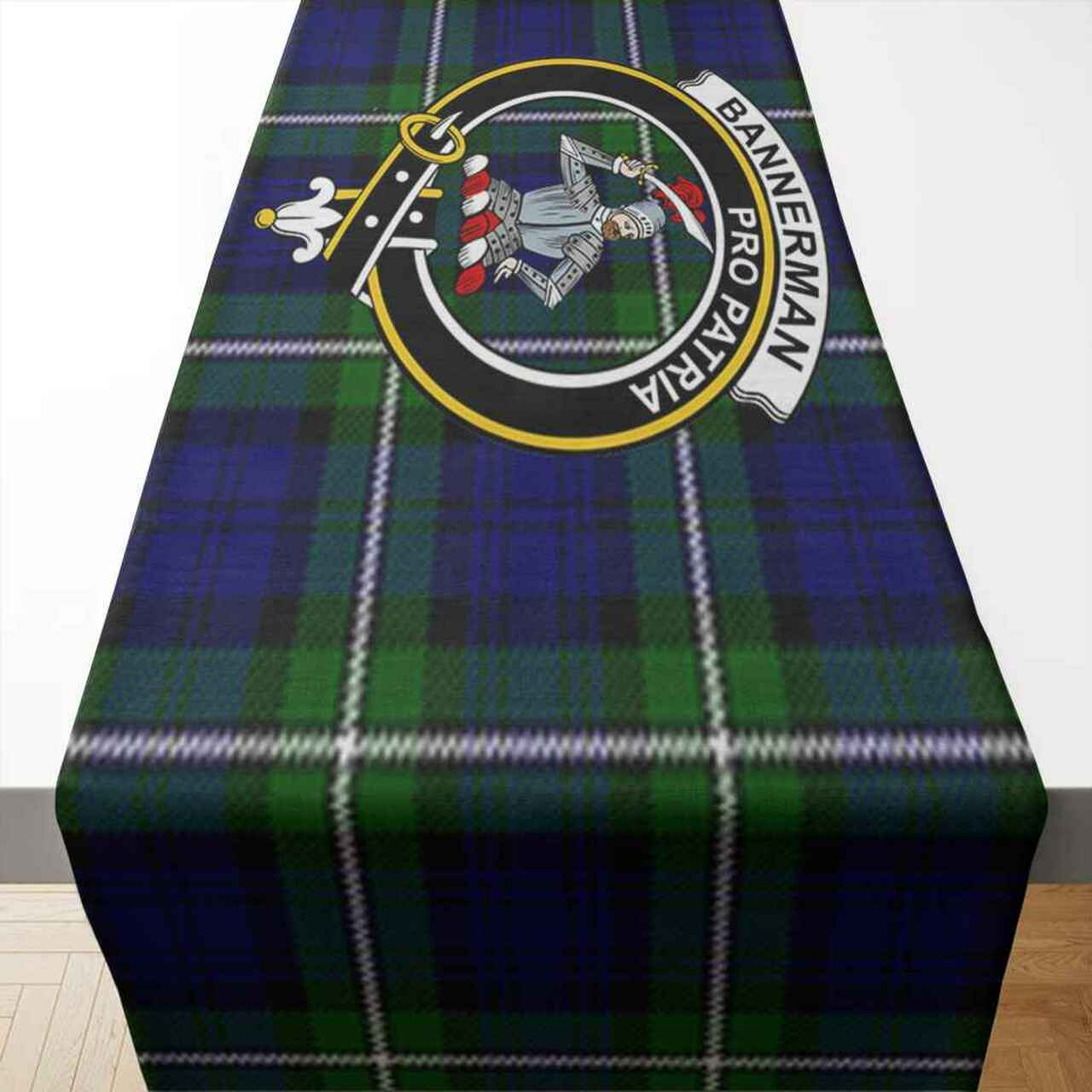 Bannerman Tartan Crest Table Runner - Cotton table runner