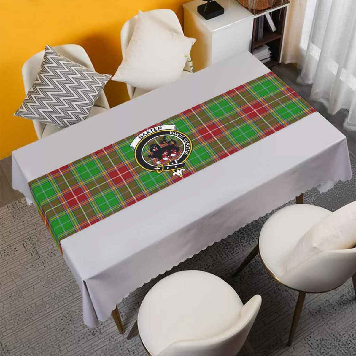 Baxter Tartan Crest Table Runner - Cotton table runner