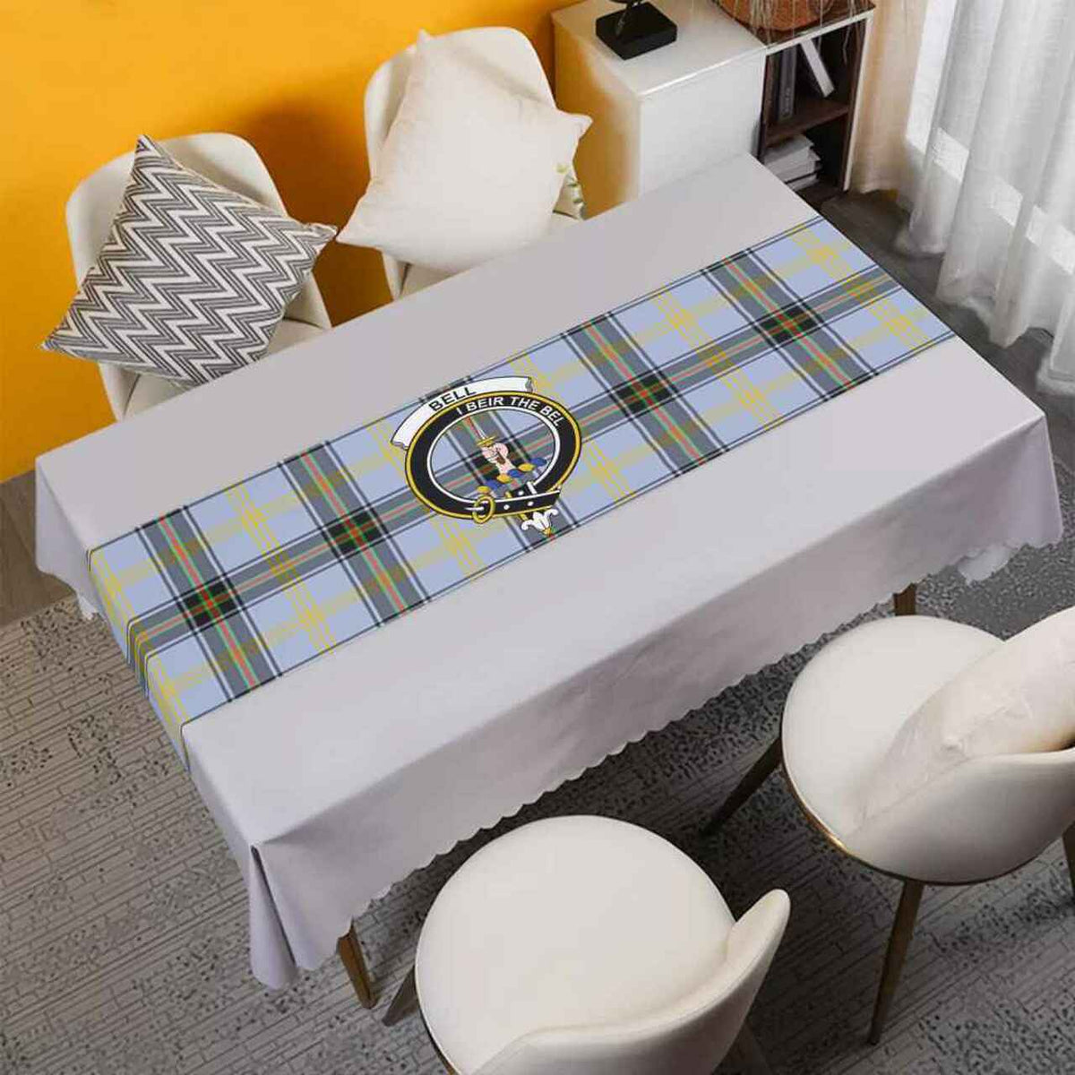 Bell Tartan Crest Table Runner - Cotton table runner