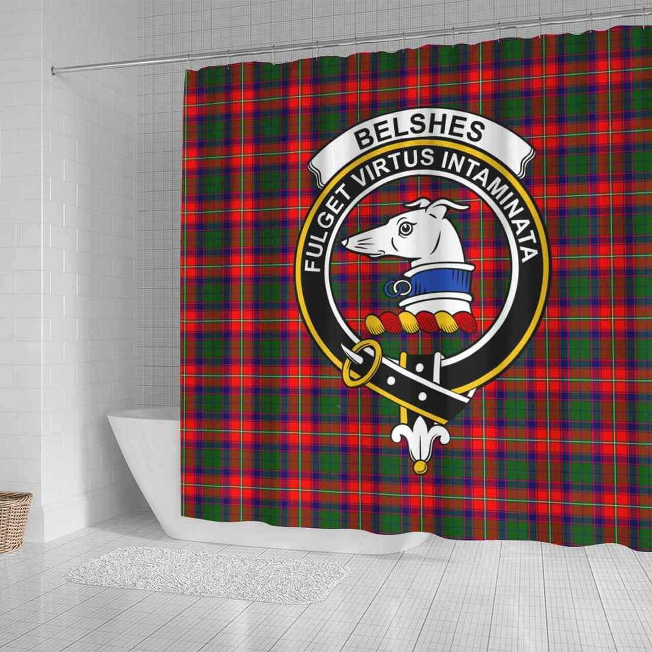 Belshes Tartan Crest Shower Curtain