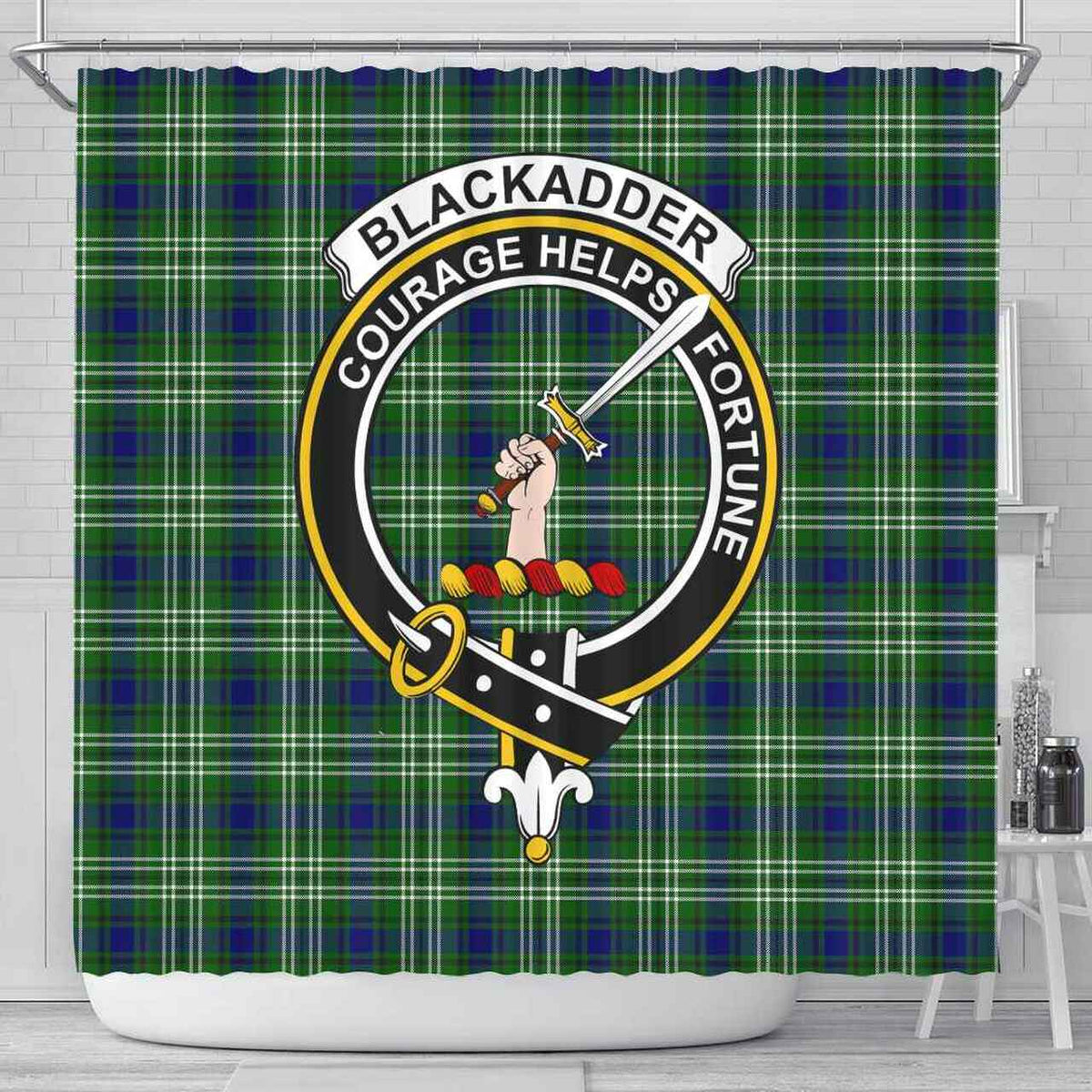 Blackadder Tartan Crest Shower Curtain
