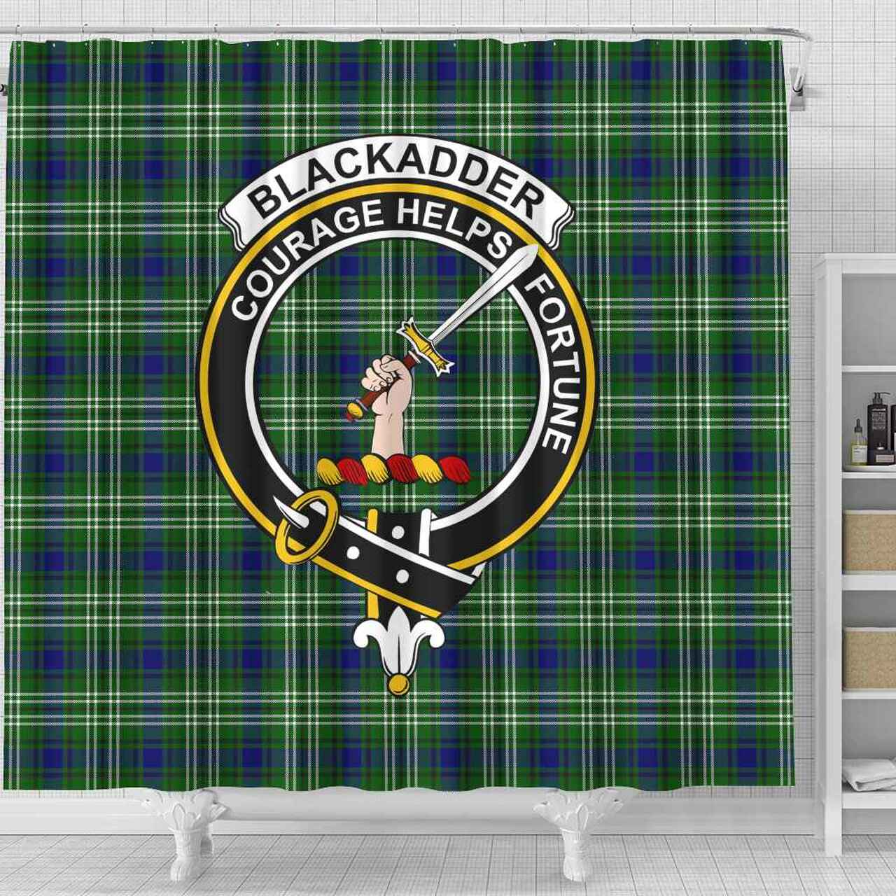 Blackadder Tartan Crest Shower Curtain