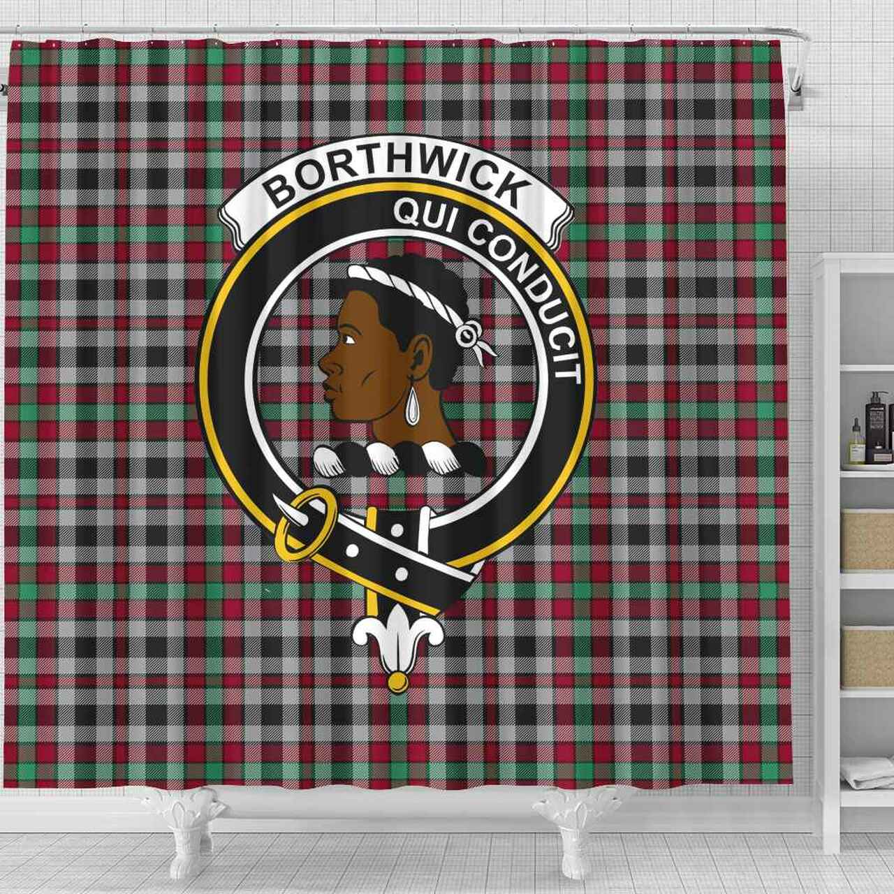 Borthwick Tartan Crest Shower Curtain