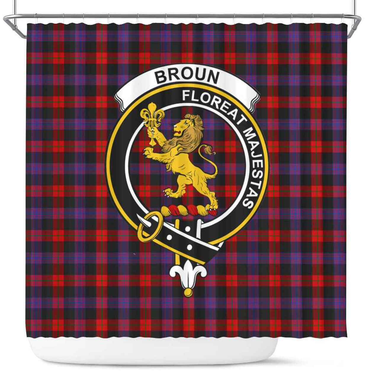 Broun Tartan Crest Shower Curtain