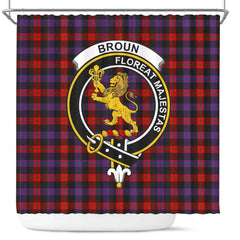 Broun Tartan Crest Shower Curtain