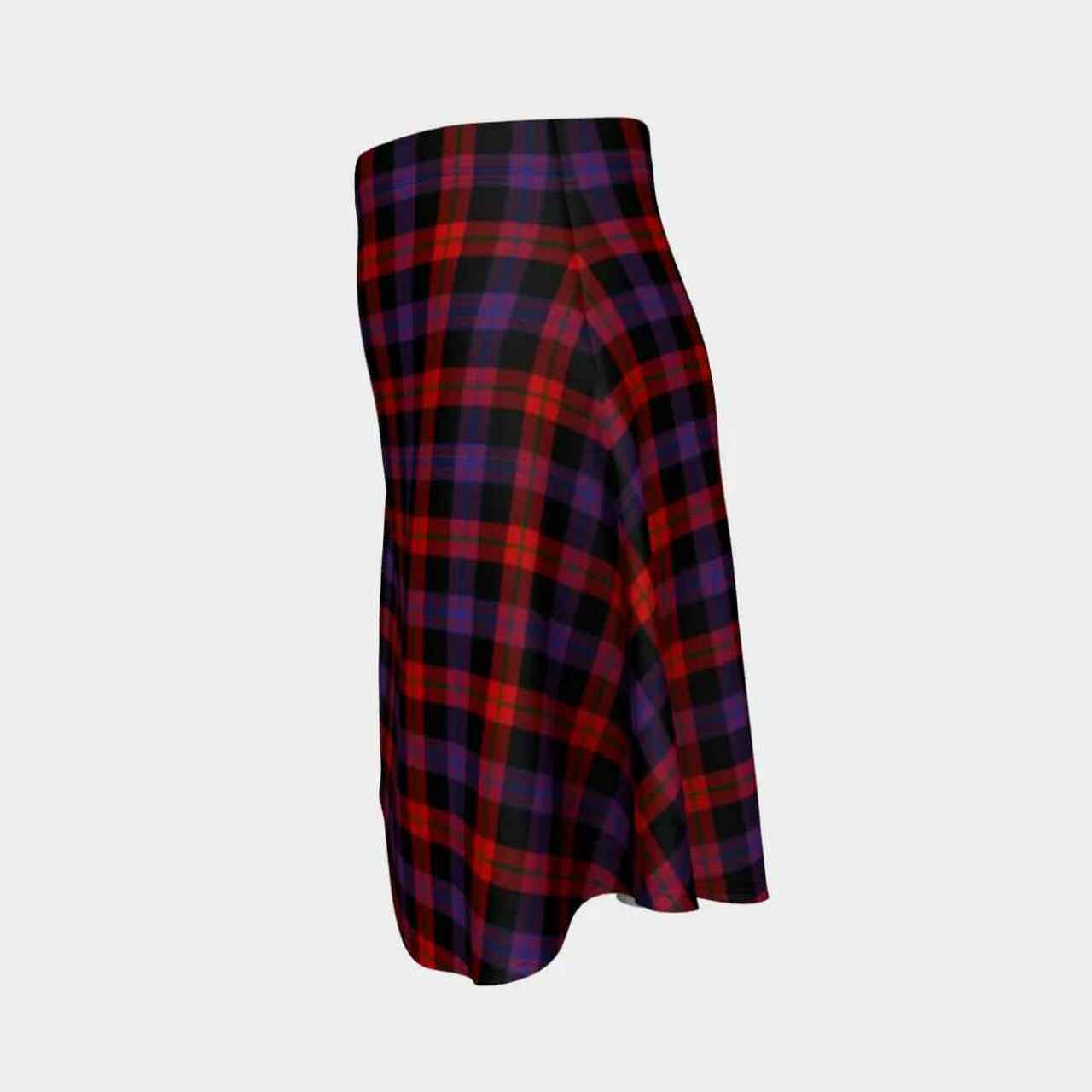 Brown Modern Tartan Flared Skirt