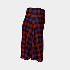 Brown Modern Tartan Flared Skirt