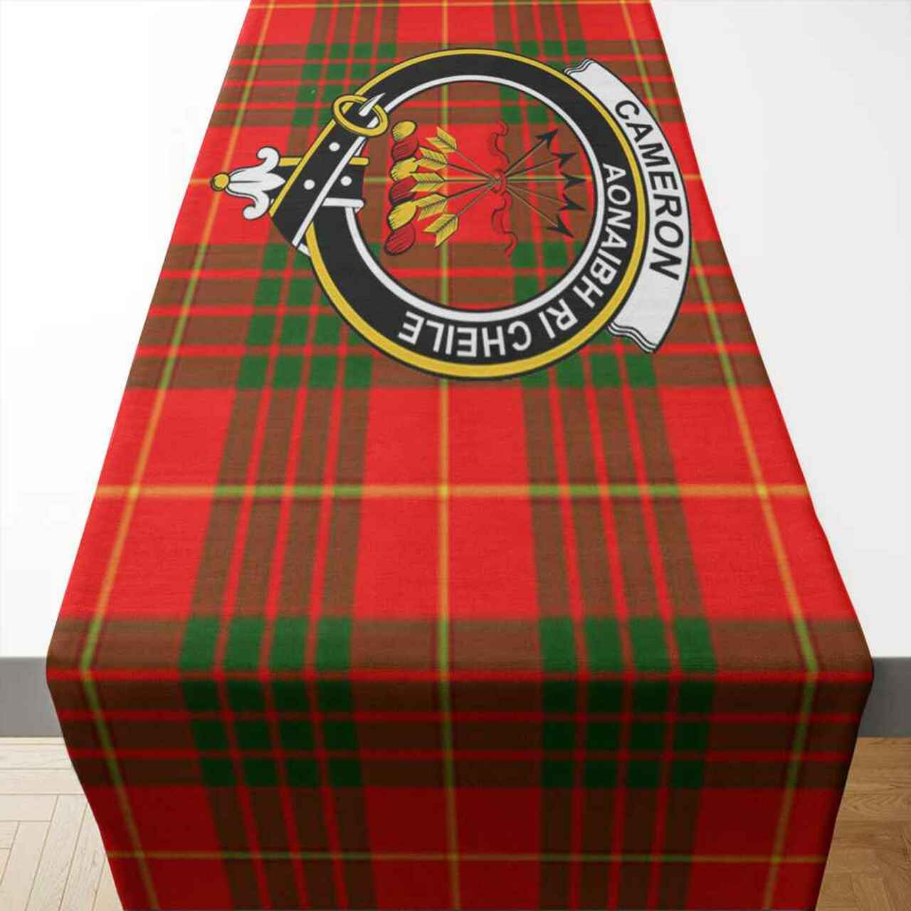 Cameron Tartan Crest Table Runner - Cotton table runner