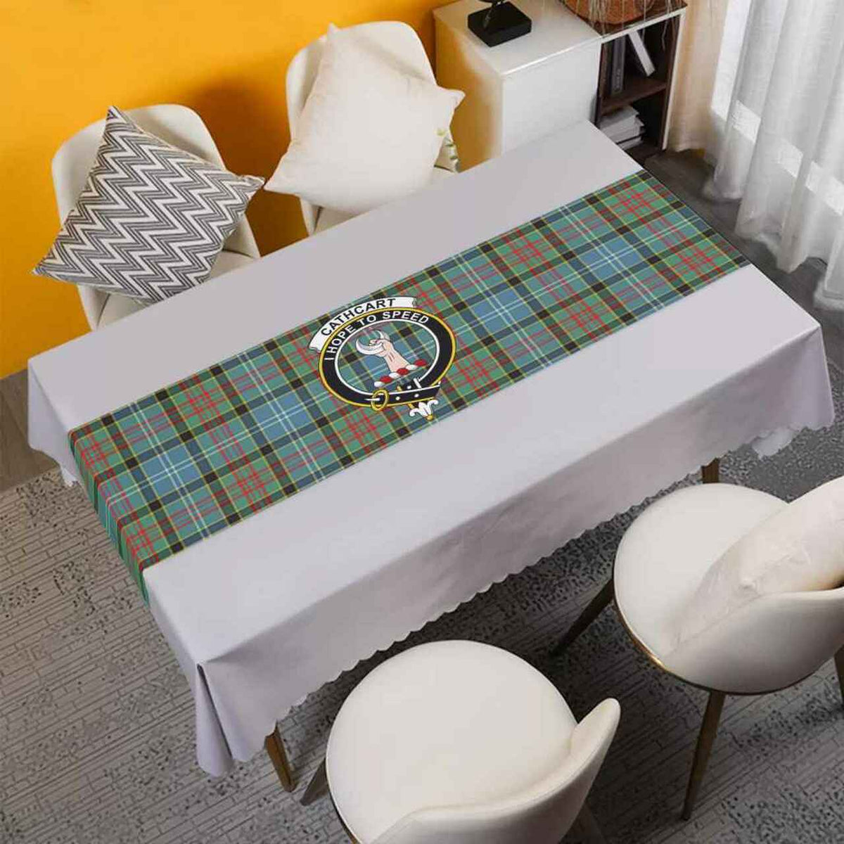 Cathcart Tartan Crest Table Runner - Cotton table runner