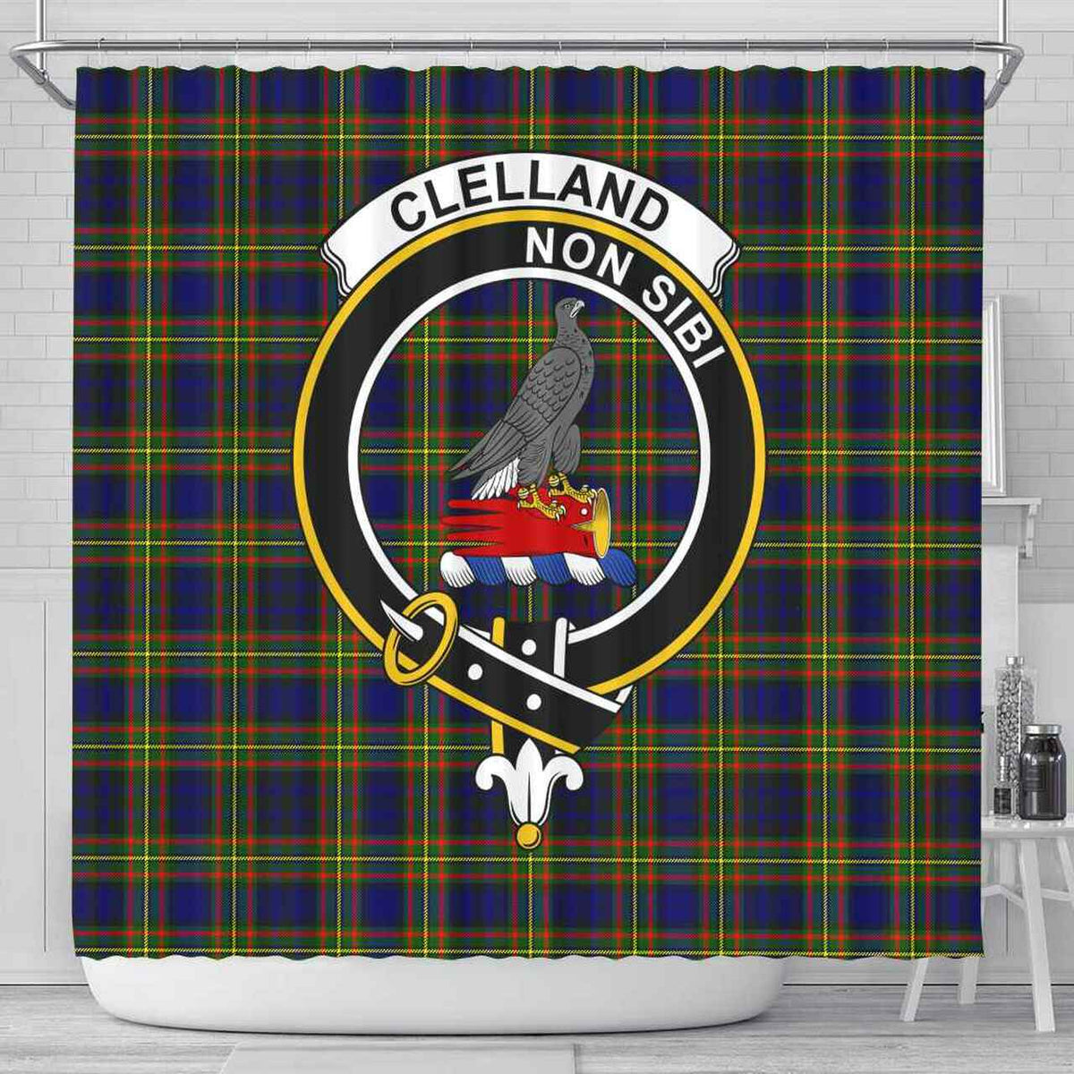 Clelland Tartan Crest Shower Curtain