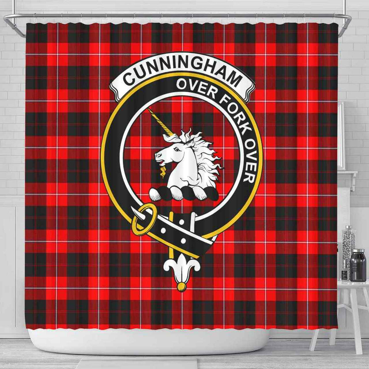 Cunningham Tartan Crest Shower Curtain