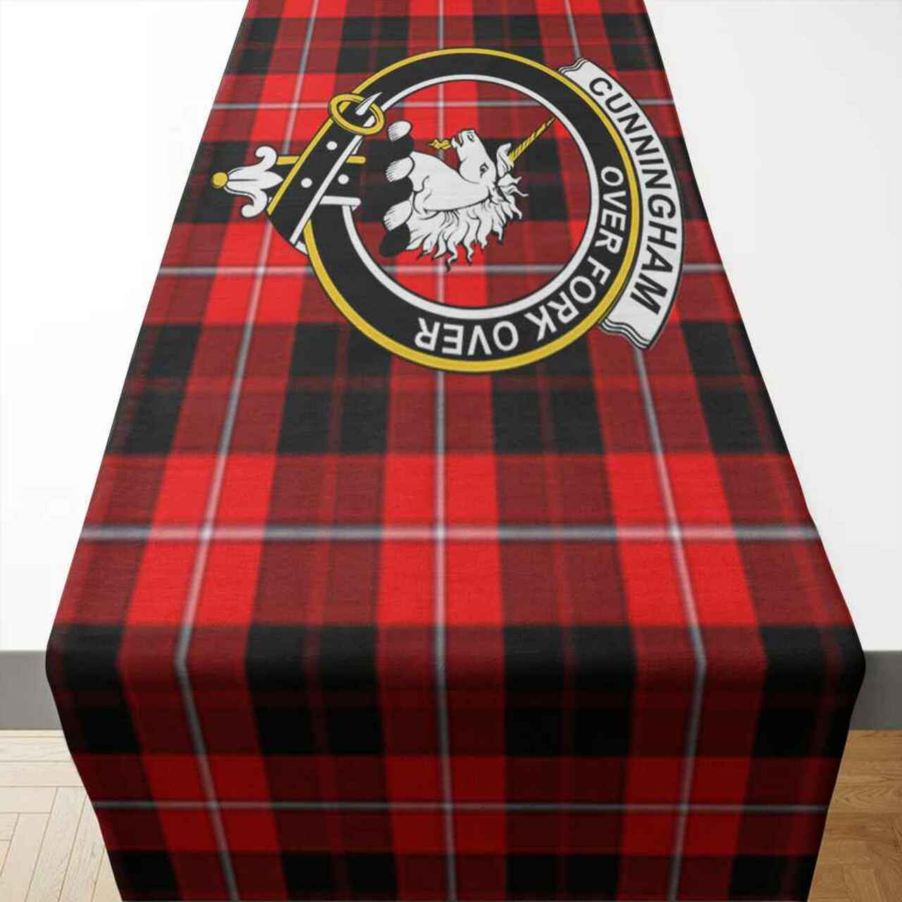 Cunningham Tartan Crest Table Runner - Cotton table runner