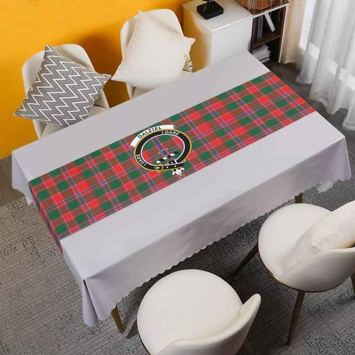 Dalziel Tartan Crest Table Runner - Cotton table runner