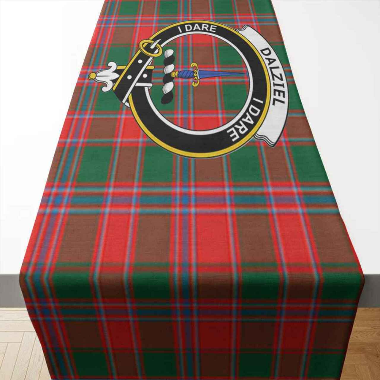 Dalziel Tartan Crest Table Runner - Cotton table runner