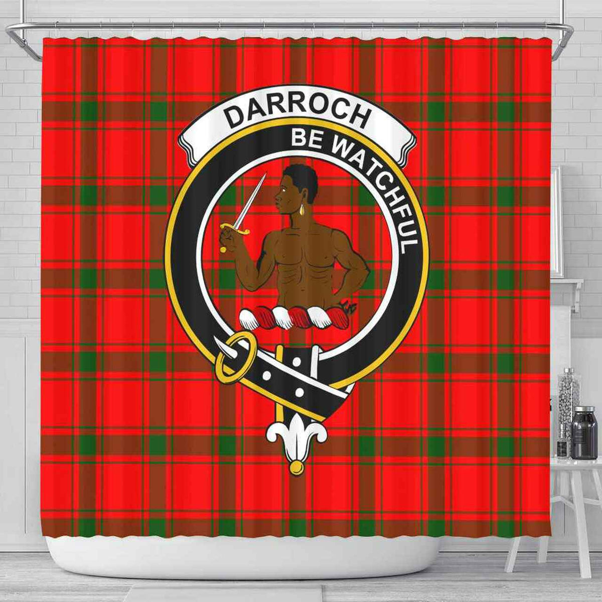 Darroch (Gourock) Tartan Crest Shower Curtain