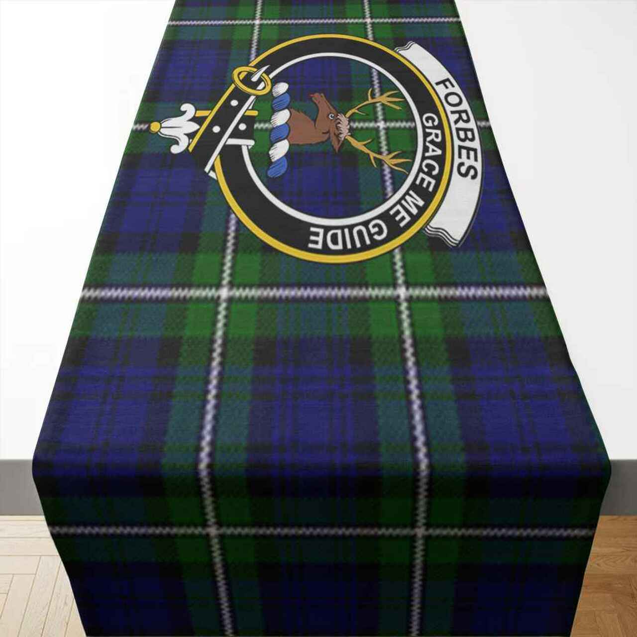 Forbes Tartan Crest Table Runner - Cotton table runner