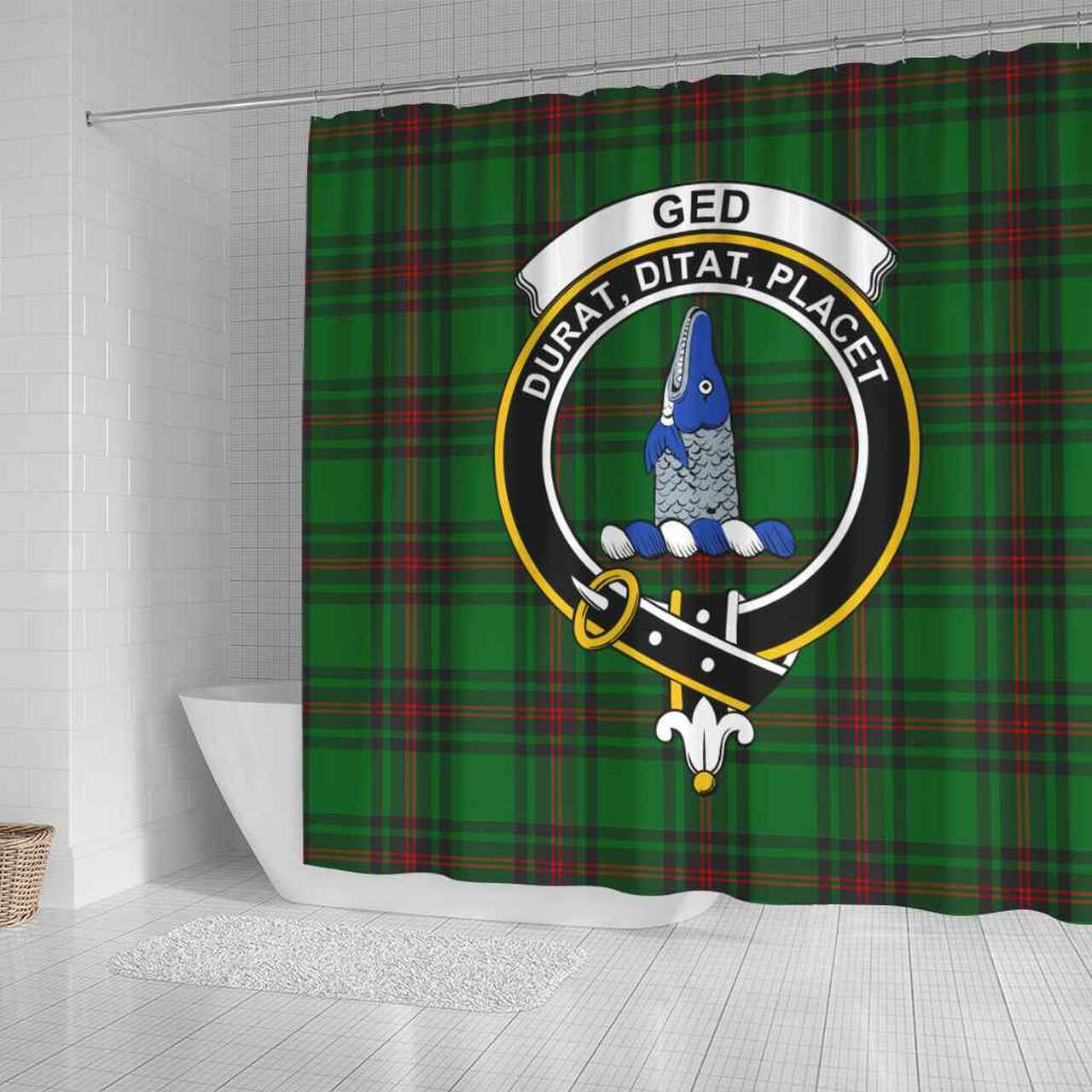 Ged Tartan Crest Shower Curtain