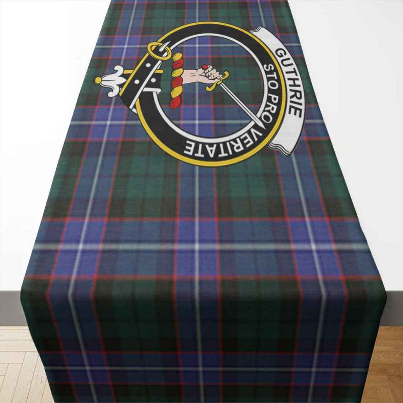 Guthrie Tartan Crest Table Runner - Cotton table runner