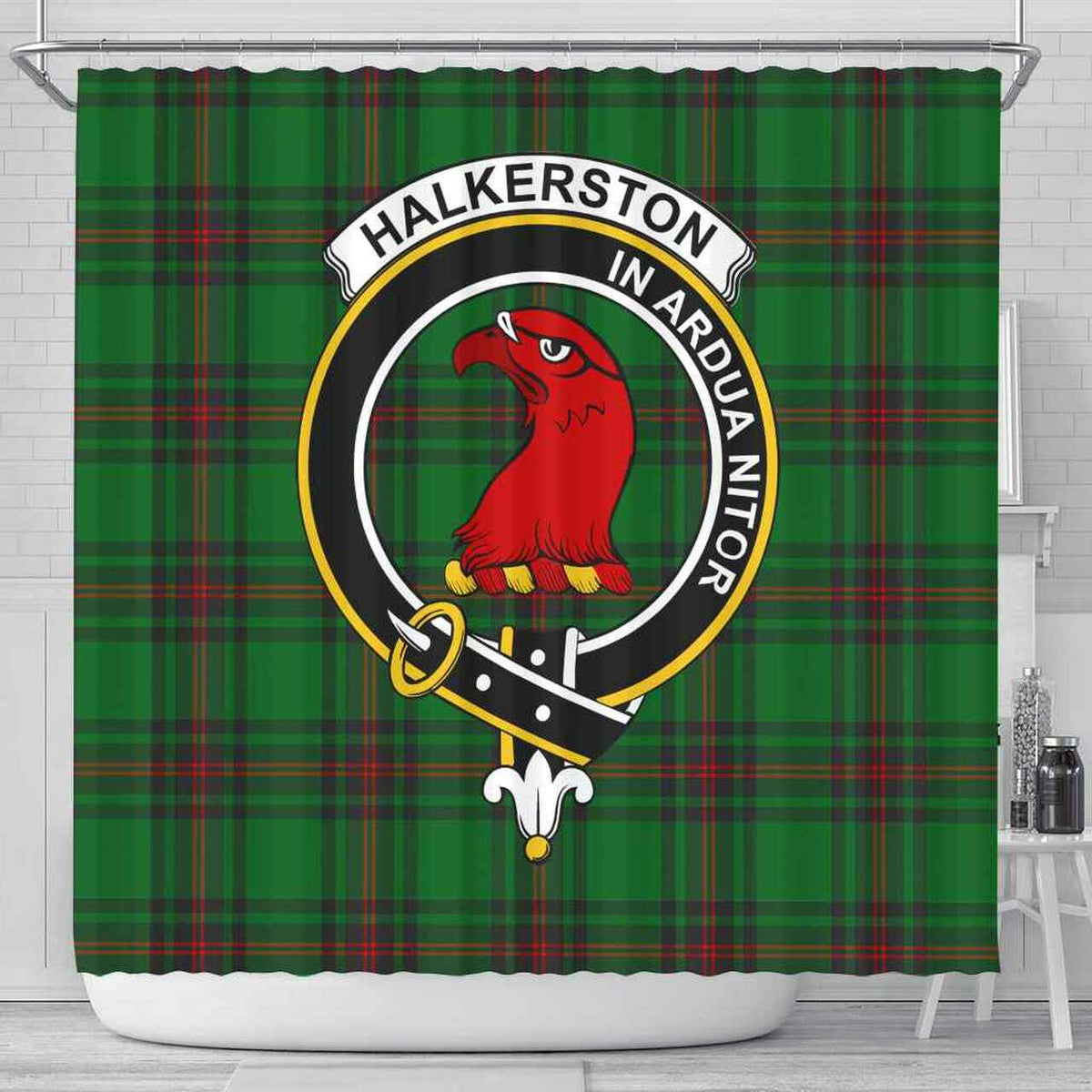 Halkerston Tartan Crest Shower Curtain
