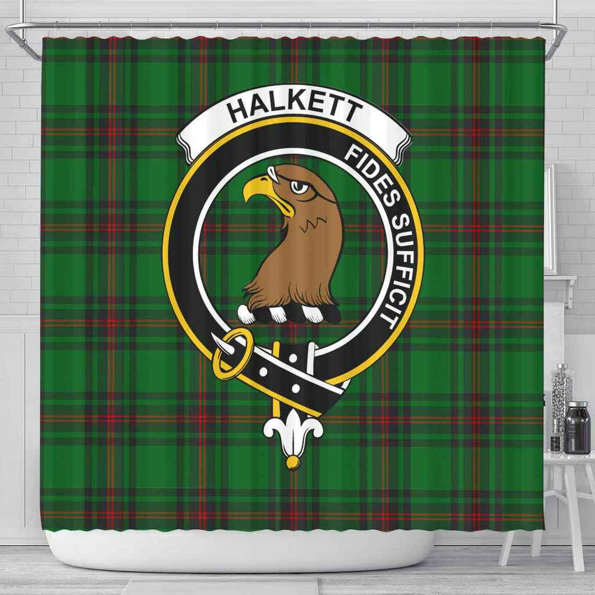 Halkett Tartan Crest Shower Curtain