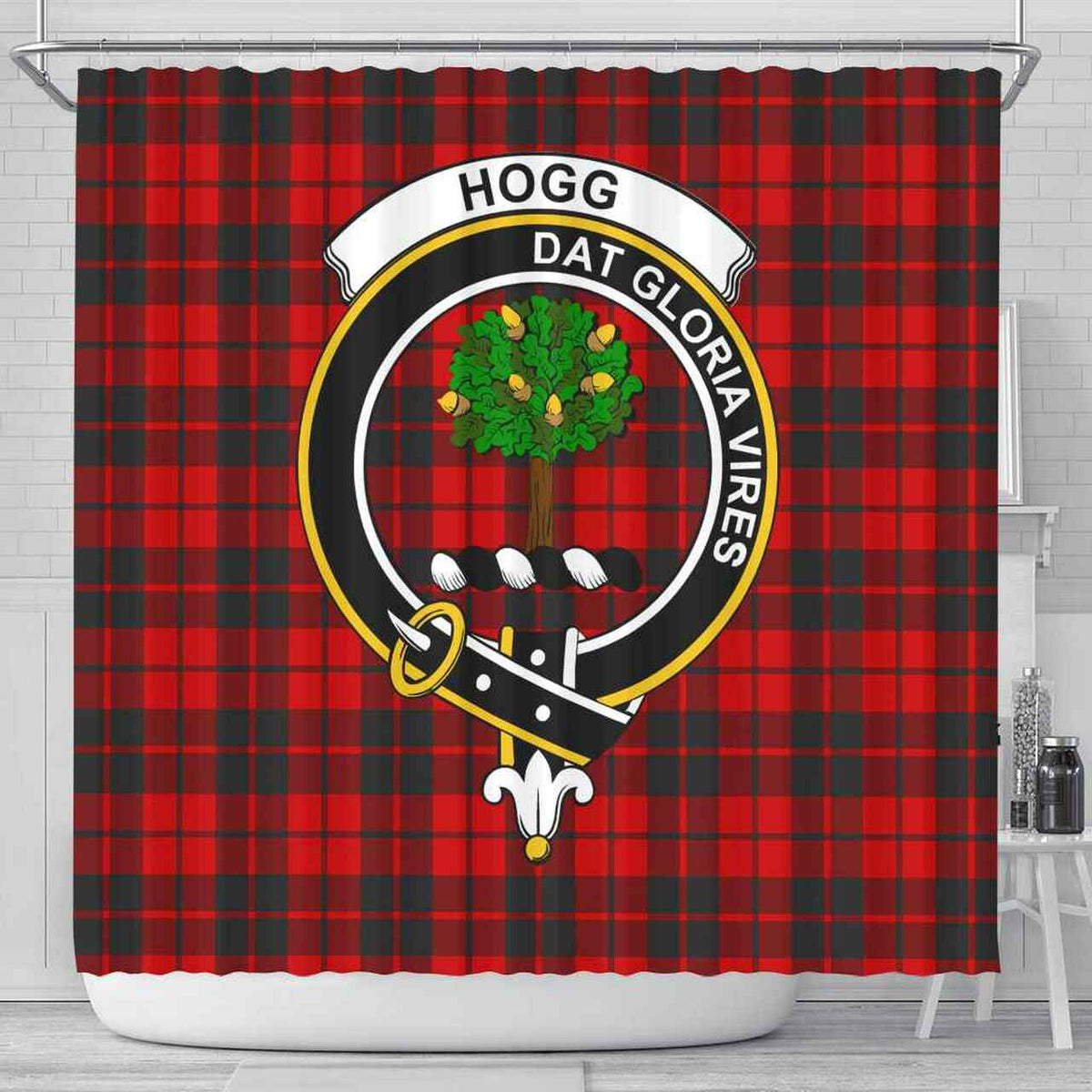 Hogg (or Hog) Tartan Crest Shower Curtain