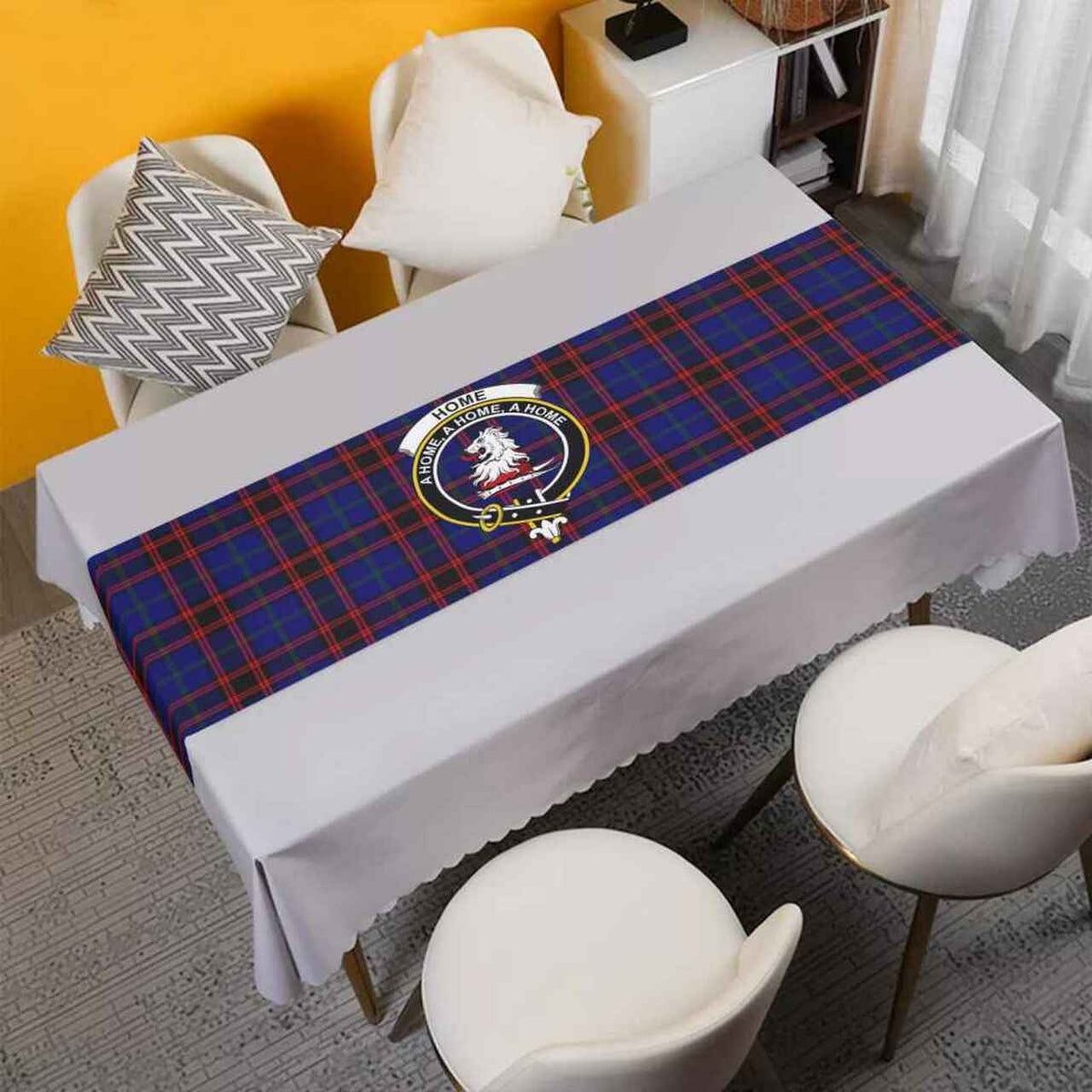 Home (or Hume) Tartan Crest Table Runner - Cotton table runner