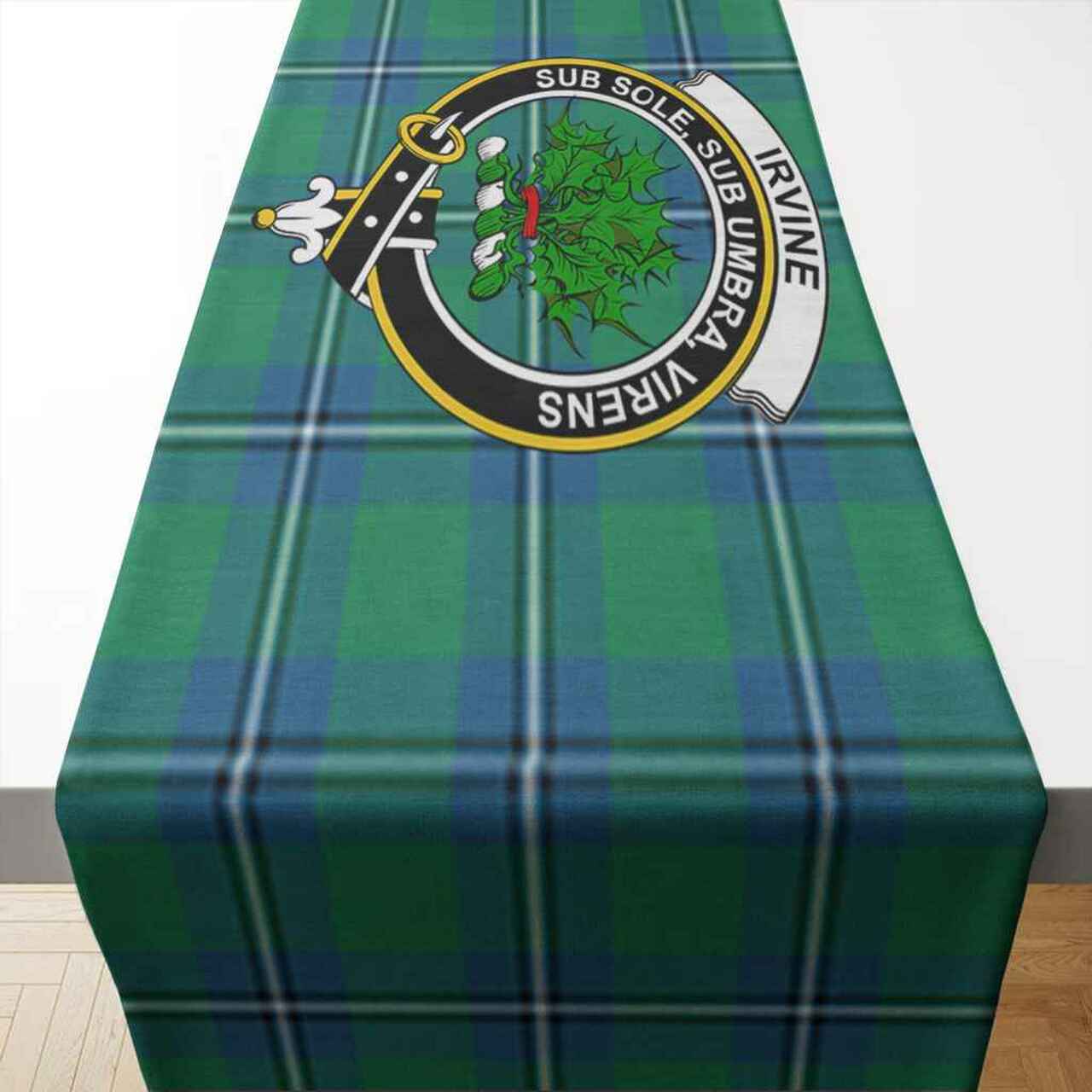 Irvine Tartan Crest Table Runner - Cotton table runner