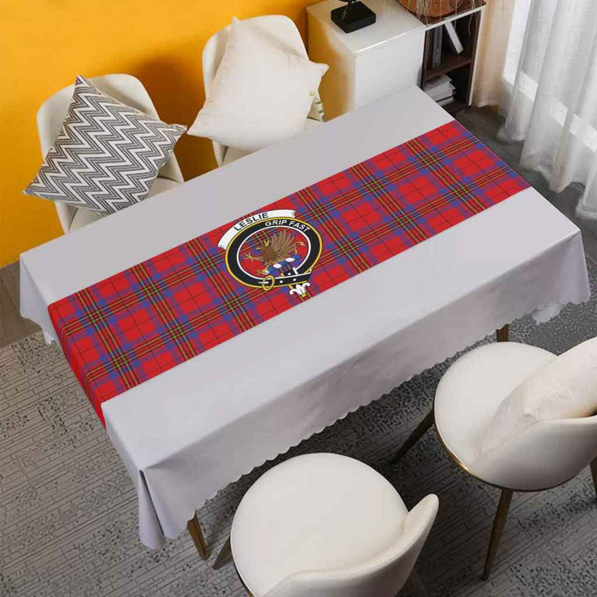 Leslie Tartan Crest Table Runner - Cotton table runner