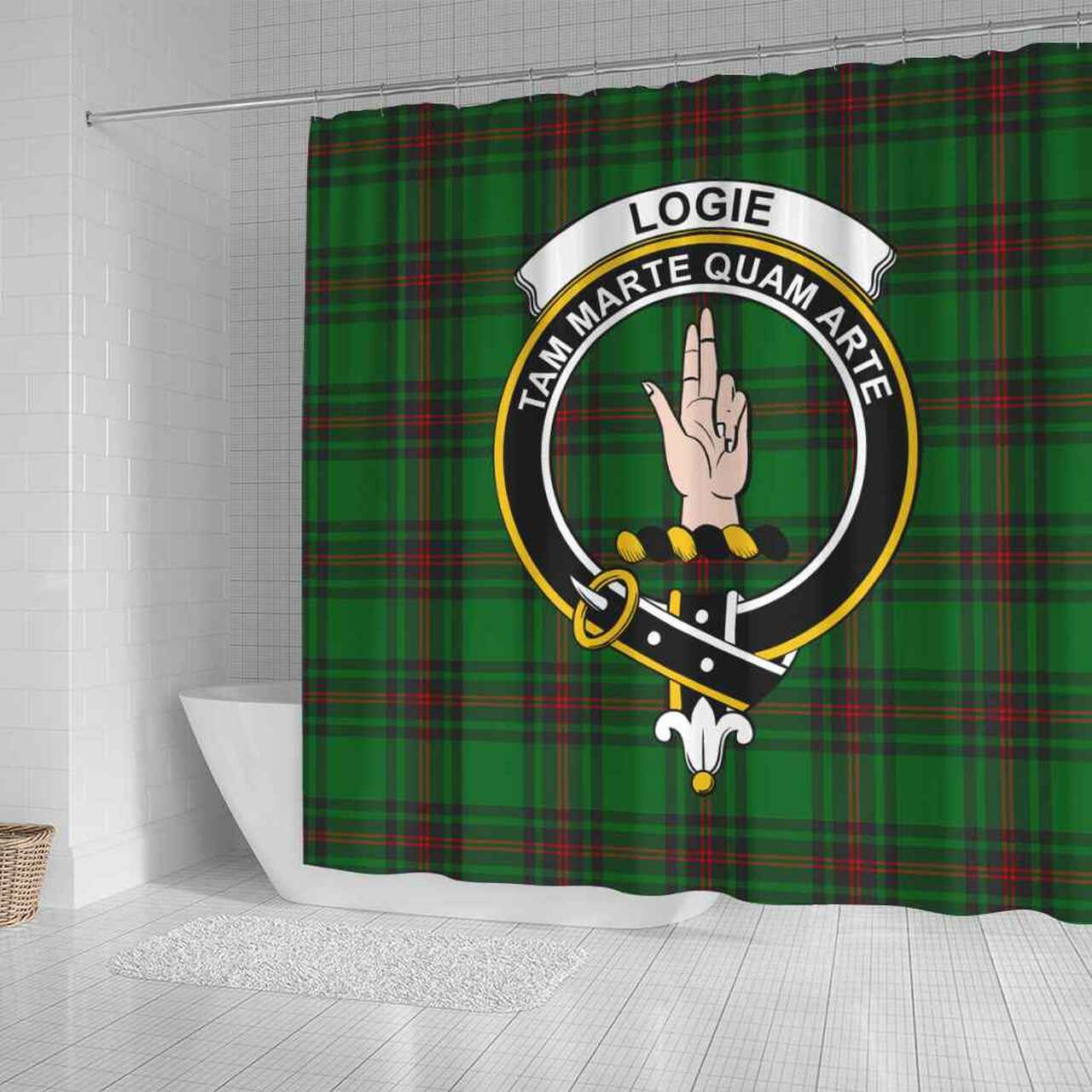 Logie Tartan Crest Shower Curtain