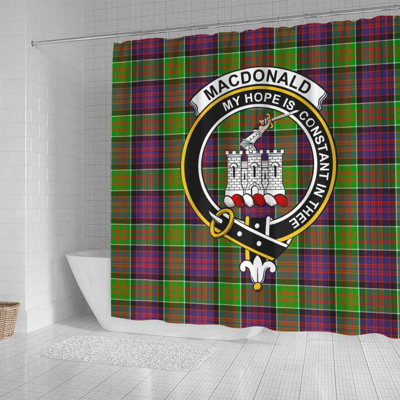 MacDonald (Clan Ranald) Tartan Crest Shower Curtain