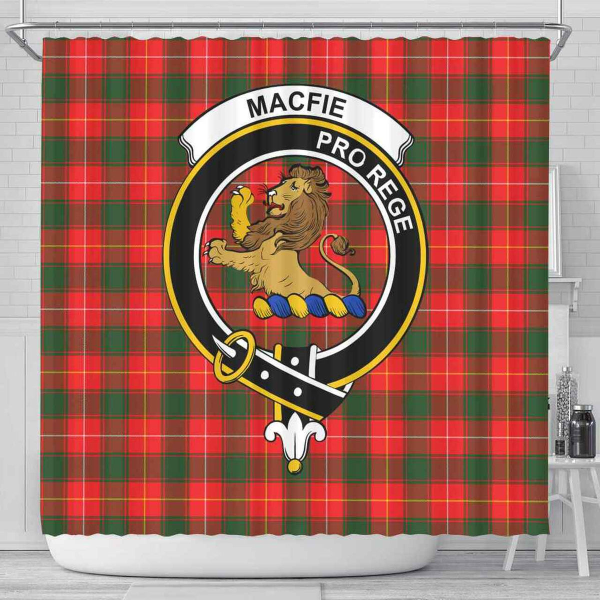 MacFie (of Dreghorn) Tartan Crest Shower Curtain